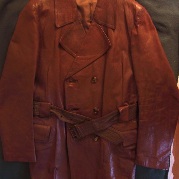 Leather 3/4 Trench Coat - Picture 1 of 8